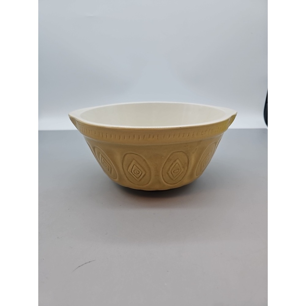 Ma's Batter Bowl 9" Mixing Bowl 2001 Serving Ceramic Heavy Tan Pottery Farmhouse